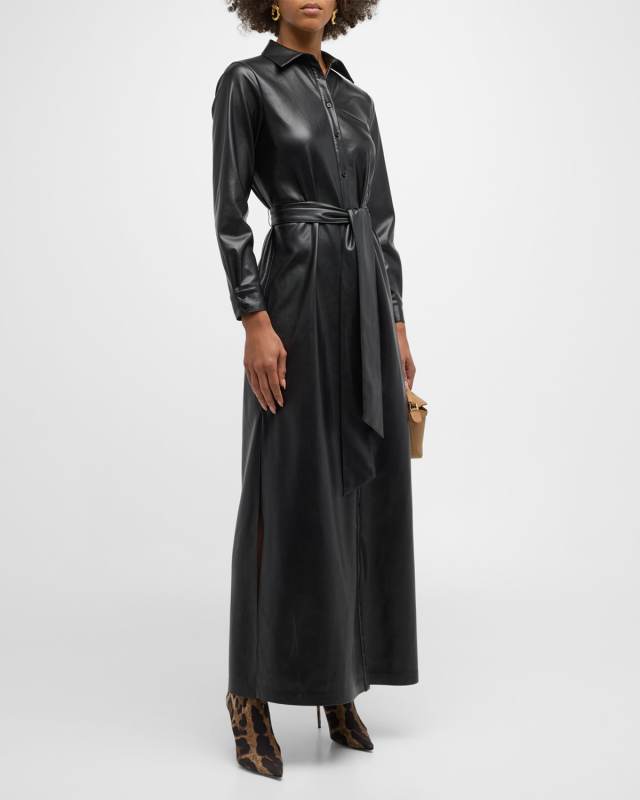Chassidy Vegan Leather Maxi Shirtdress